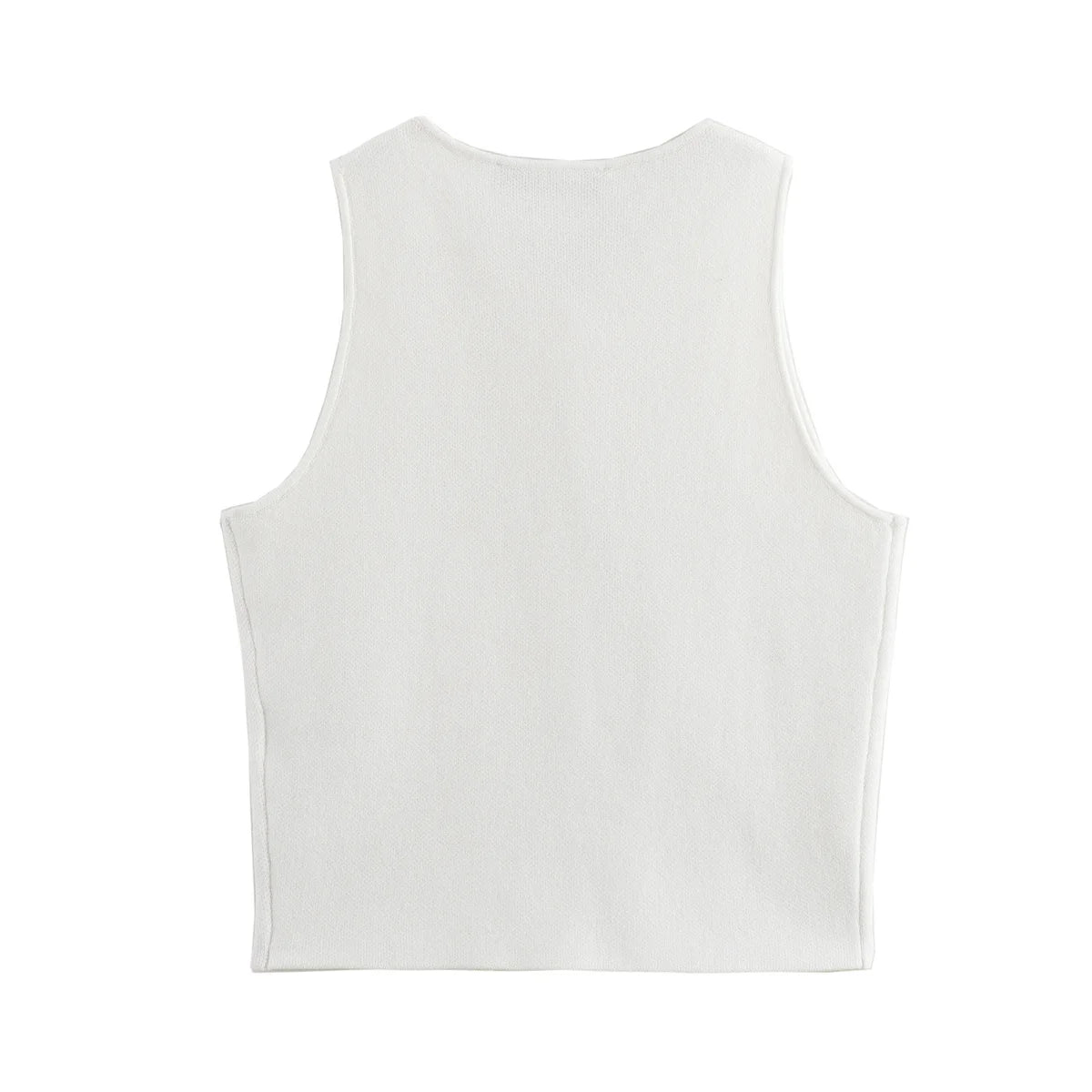 TRAF White Knit Crop Top Women Button Short