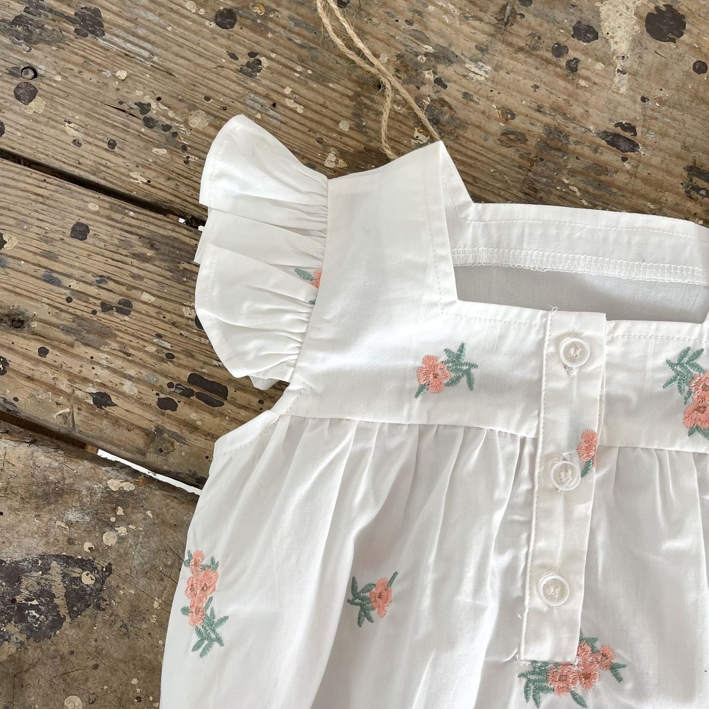 Baby Girl Floral Print Flutter Sleeve Square Collar Onesie With Hat