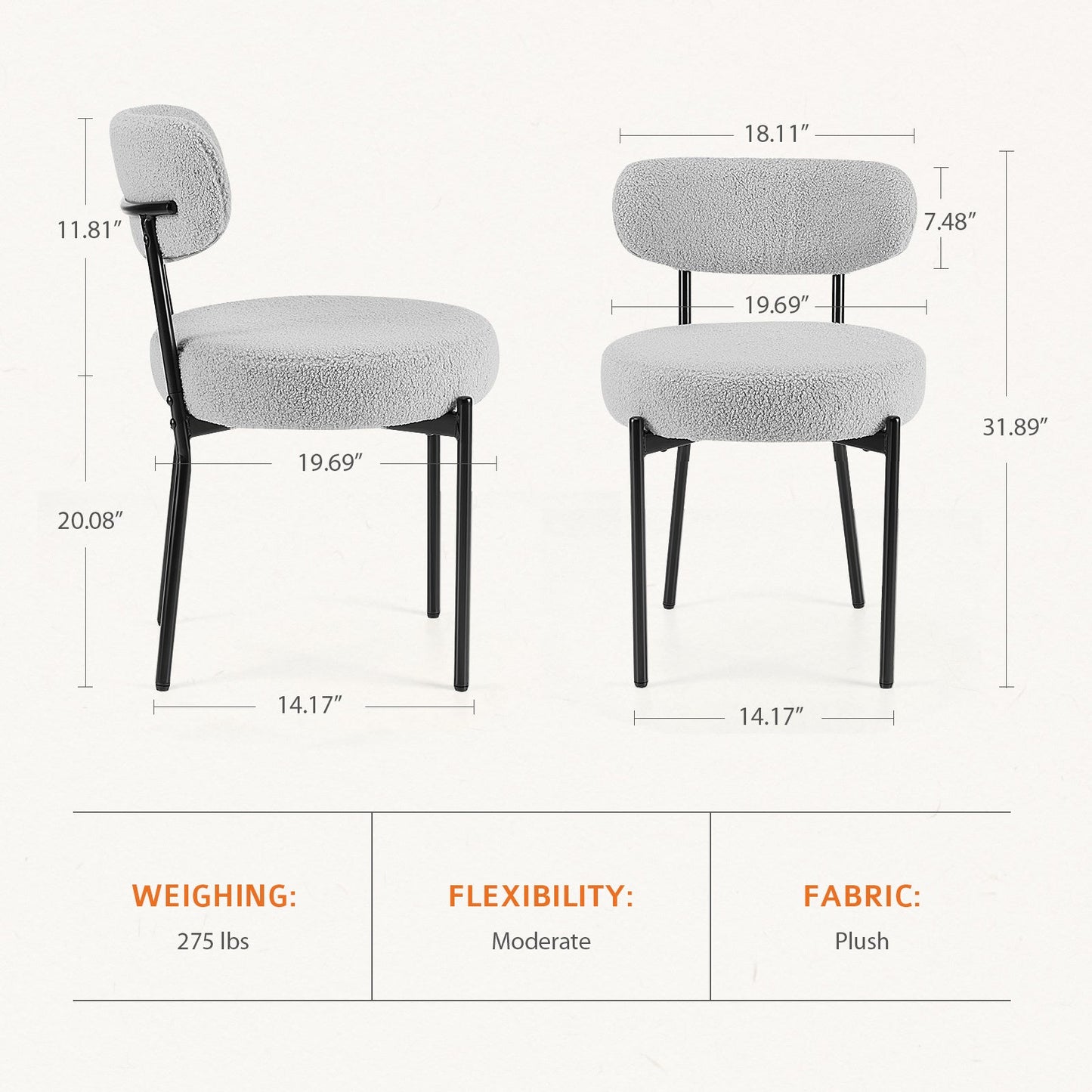 LuneluX_Home – Set of 2 Bouclé Dining Chairs | Nordic Edition