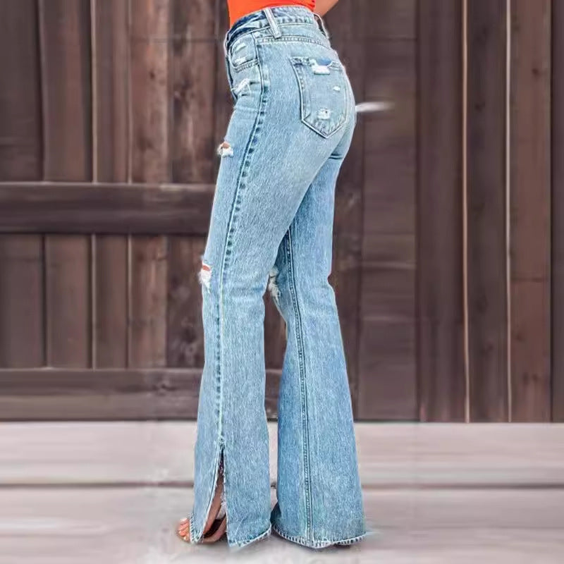 High Waist Ripped Split Stretch