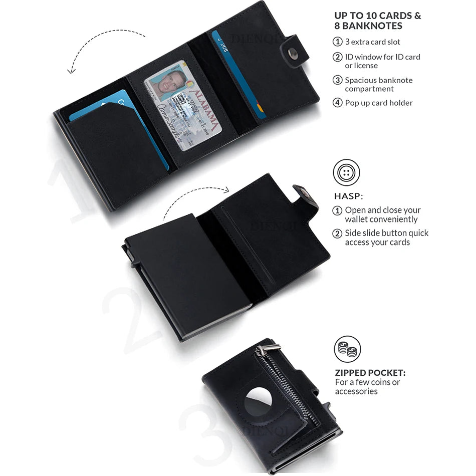 Rfid Carbon Fiber Men Wallets for Airtag Luxury Slim Mini Credit Card
