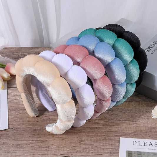 Sponge Headbands for Women Girls Puffy Hair Band Makeup Bubble Terry