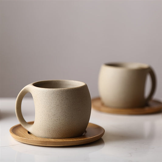 Elegant Ceramic Mug  Saucer Set Microwave Safe 7oz123oz