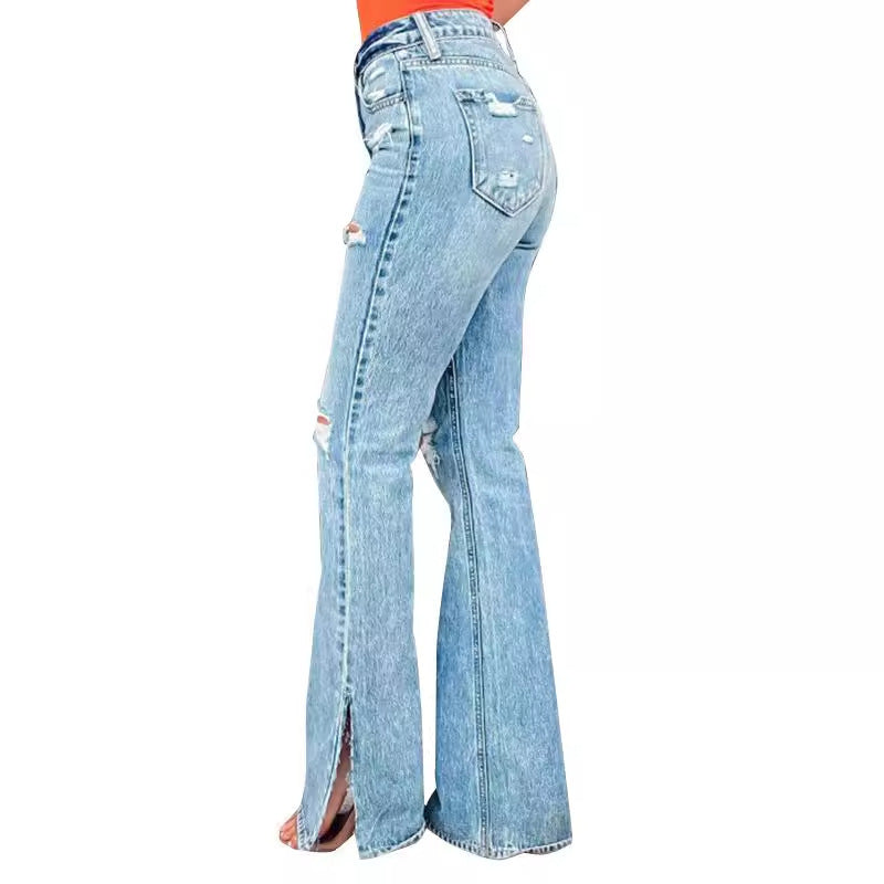 High Waist Ripped Split Stretch