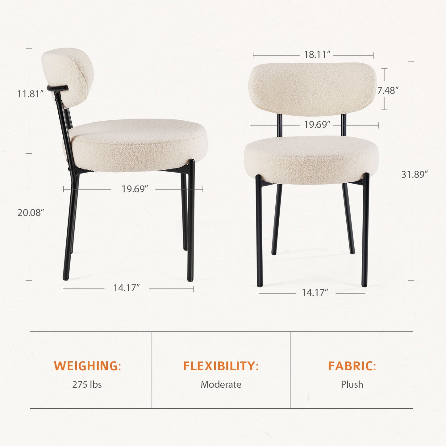 LuneluX_Home – Set of 2 Bouclé Dining Chairs | Nordic Edition